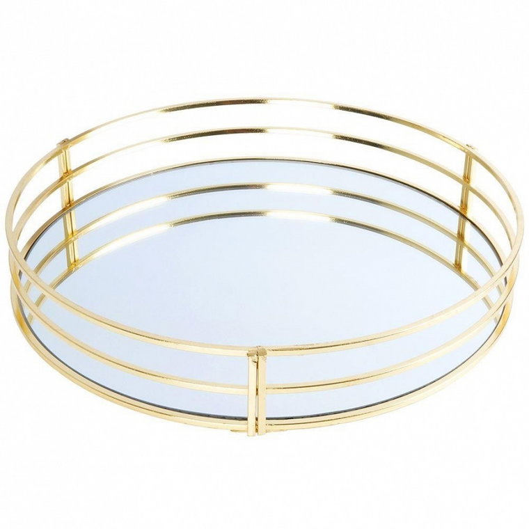 Taca na świece lustrzana okrągła podstawka pod świeczki patera złota metalowa glamour 30 cm kod: O-569327