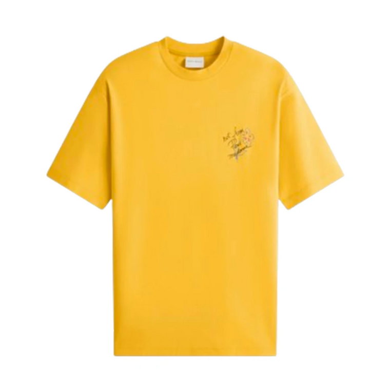 Koszulka z nadrukiem Slogan w ciemnym żółtym Drole de Monsieur