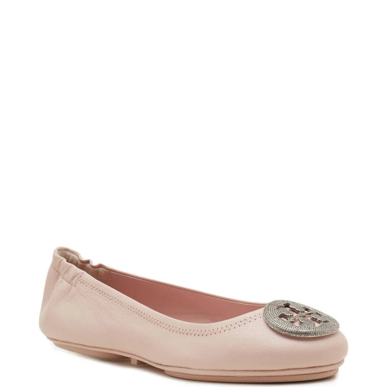 TORY BURCH Skórzane baleriny MINNIE TRAVEL BALLET PAVE