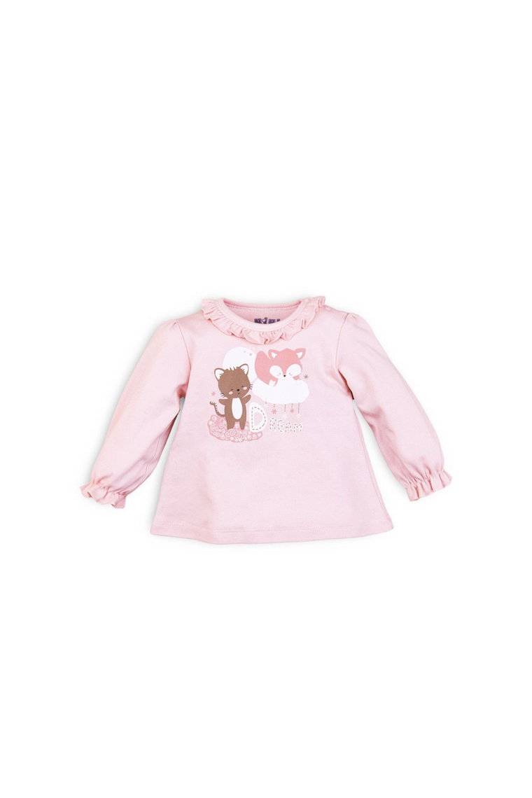 Bluzka niemowlęca z bawełny organicznej dla dziewczynki  różowa 6H43A6