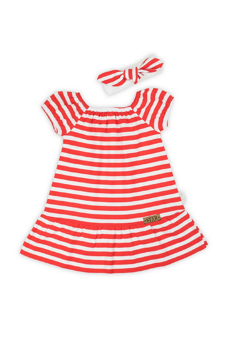 Sukienka dla niemowlaka z opaską w biało-czerwone paski