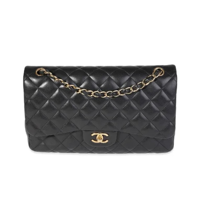 Używana Czarna Skórzana Torba Chanel Flap Chanel Vintage