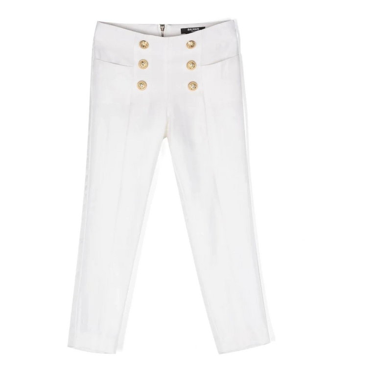 Stylowe białe spodnie z wełny Balmain