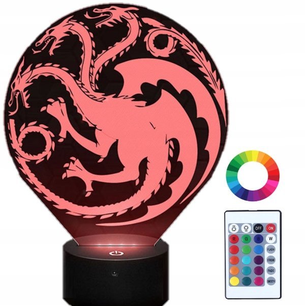 Lampka Nocna Gra O Tron Led Ród Smoka Targaryen 3D