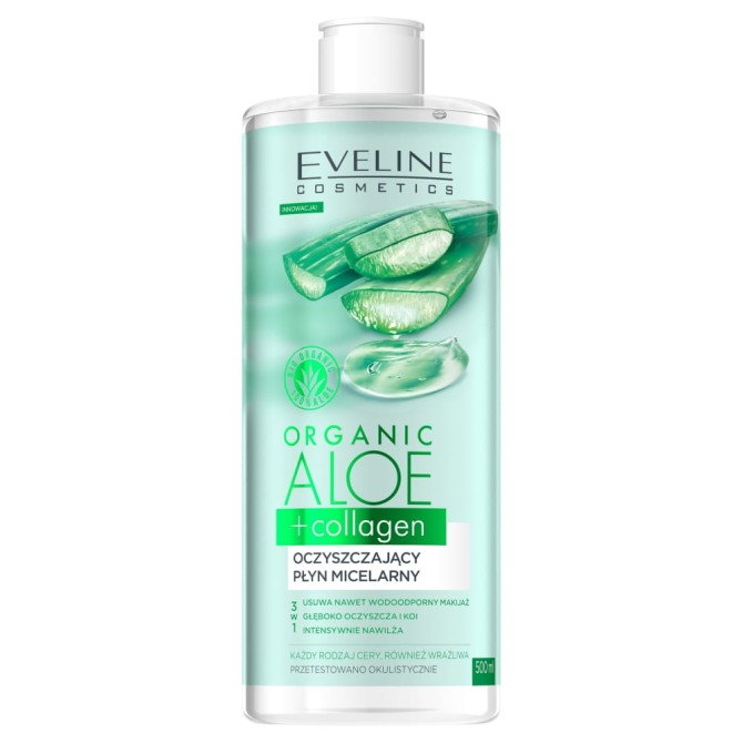 Eveline Cosmetics Organic Aloe + Collagen oczyszczający płyn micelarny 3w1 500ml