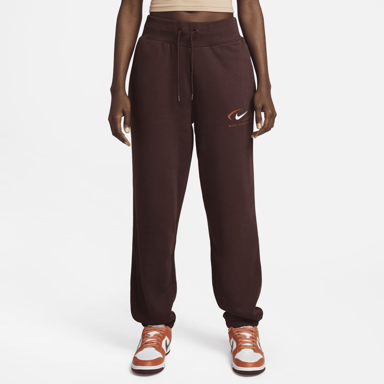 Damskie spodnie o kroju oversize z wysokim stanem Nike Sportswear Phoenix Fleece - Brązowy