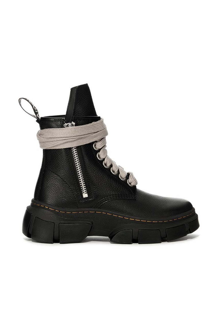 Rick Owens botki skórzane x Dr. Martens 1460 Jumbo Lace Boot damskie kolor czarny na płaskim obcasie DW01D7810