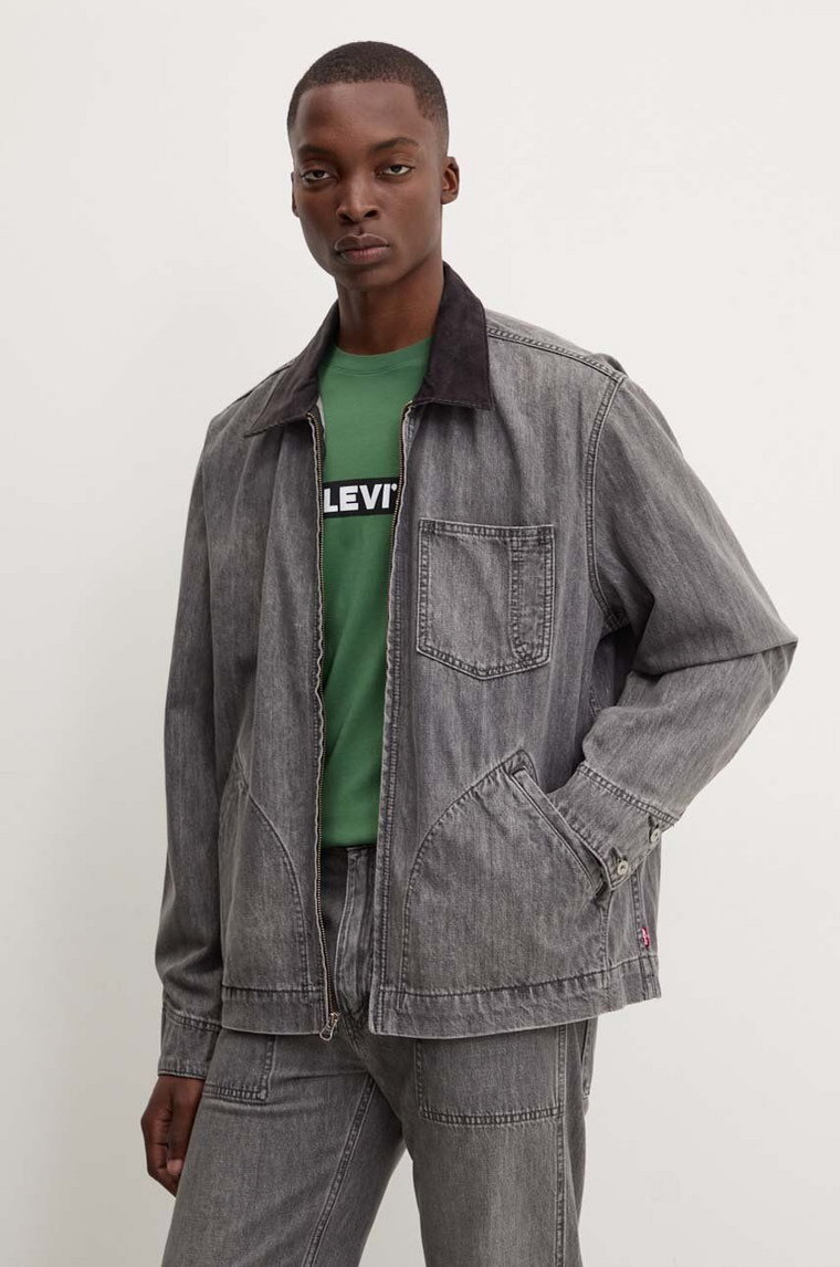Levi's kurtka jeansowa męska kolor szary przejściowa oversize A8635