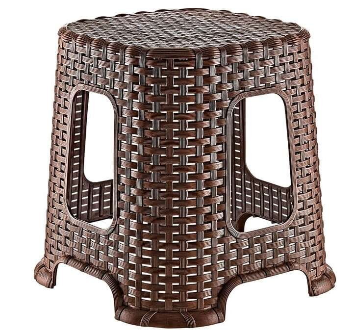 Taboret średni krzesło stołek Rattan Brąz