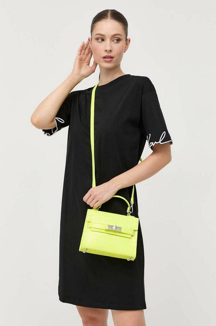 Karl Lagerfeld sukienka bawełniana kolor czarny mini prosta