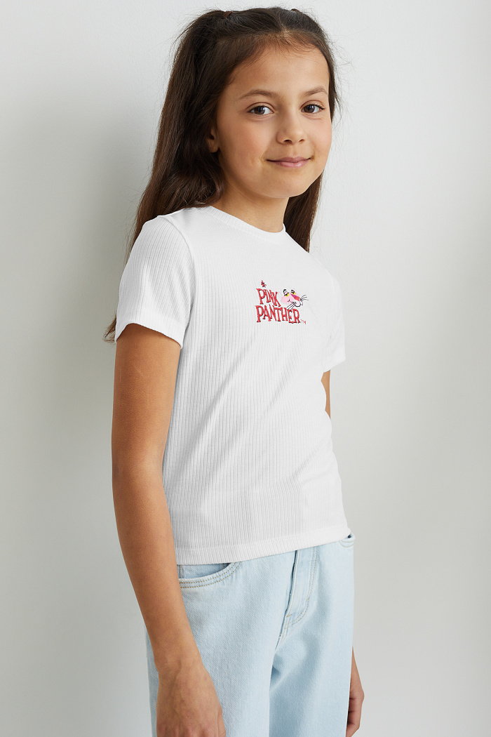 C&A Różowa Pantera-koszulka z krótkim rękawem, Biały, Rozmiar: 170-176