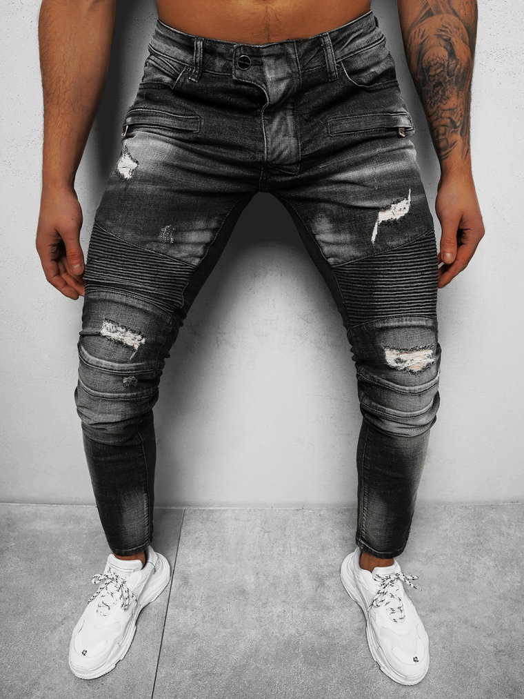 Spodnie jeansowe męskie czarne OZONEE NB/MP0030N