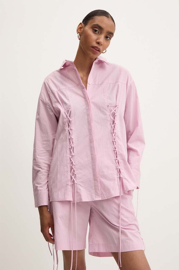 Answear Lab koszula bawełniana damska kolor różowy relaxed z kołnierzykiem klasycznym