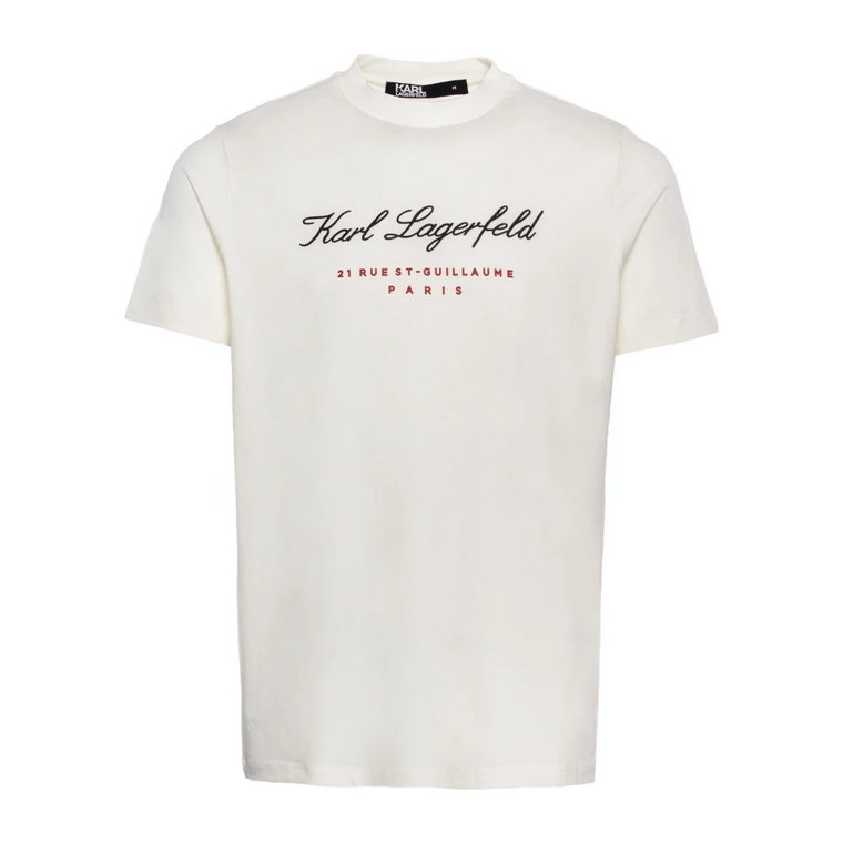 Koszulka z Logo, Biało-Czarna, Z Elastyczną Bawełną Karl Lagerfeld