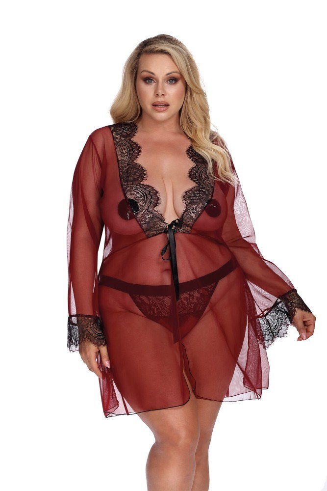 Czerwony Szlafroczek ARABELLA Plus Size