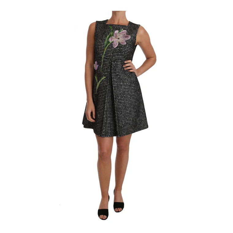 Gray Tulip Embroidered A-Line Shift Dress Dolce & Gabbana