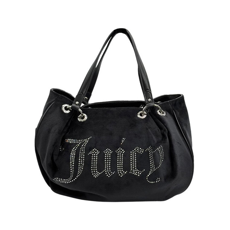 Czarna torba typu shopper z detalami ze strassu Juicy Couture