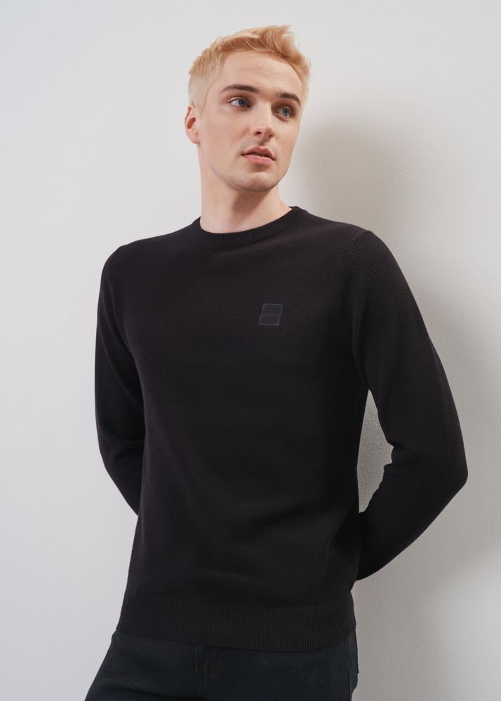 Czarny bawełniany sweter męski z logo