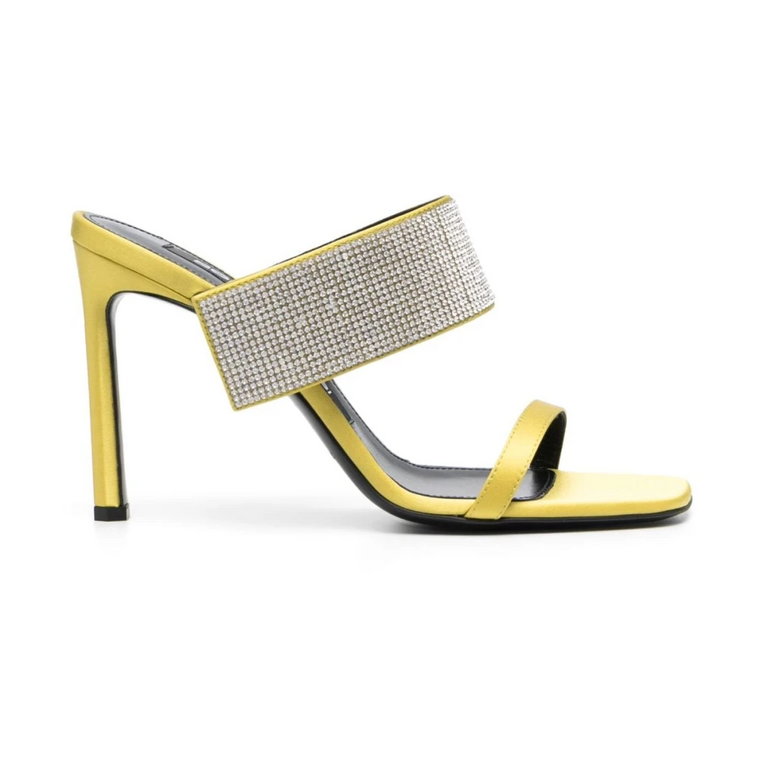 Luksusowe cytrynowo-żółte sandały z satyny Sergio Rossi