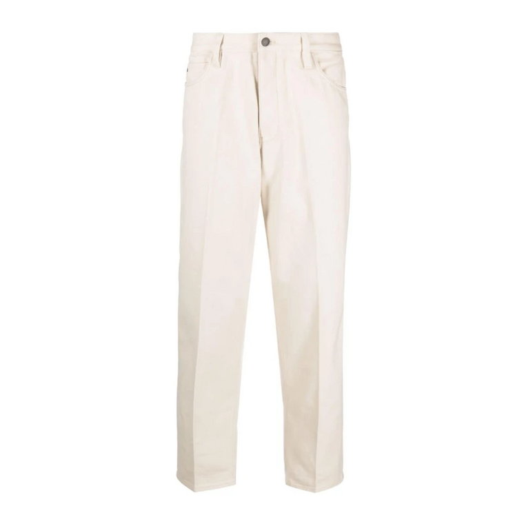 Beige Tapered Jeans z Logo Patch Emporio Armani