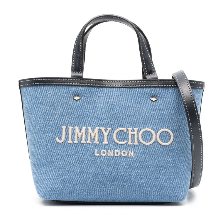 Niebieska Torba z Haftem z Logo Jimmy Choo