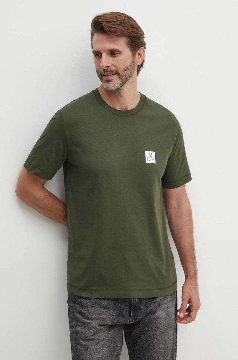 Marc O'Polo t-shirt bawełniany męski kolor zielony gładki 426201251384