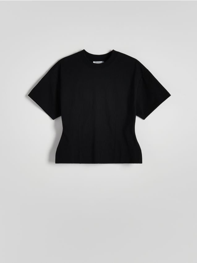 Reserved - Taliowany t-shirt - czarny