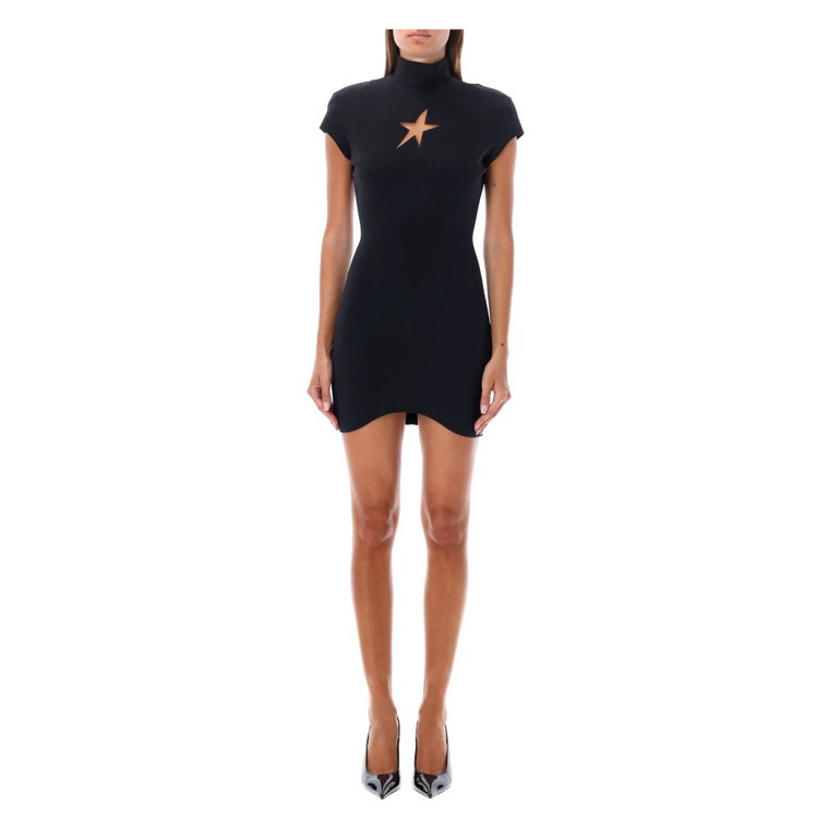 Czarna mini sukienka z gwiazdą Aw24 Mugler