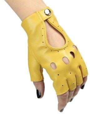 Rękawiczki bez palców, samochodowe, rowerowe - całuski - żółte