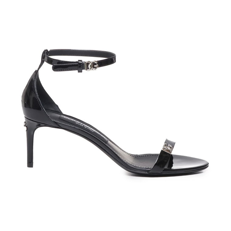 Czarne sandały z efektem lustrzanym Dolce & Gabbana