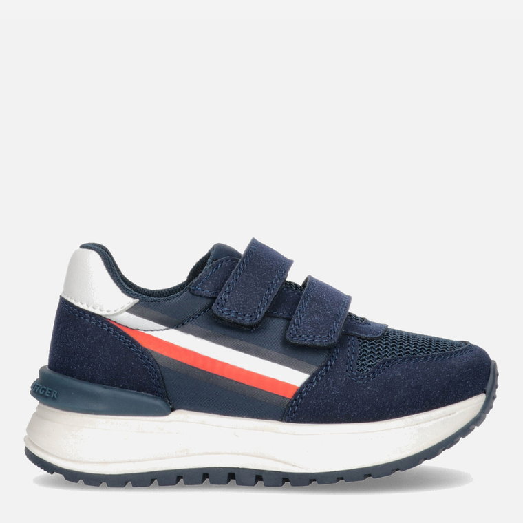 Buty sportowe chłopięce na rzepy Tommy Hilfiger Stripes Low Cut Velcro Sneakers T1B9-32882-1587X007 34 Granatowe (8052578179109). Buty sportowe chłopięce