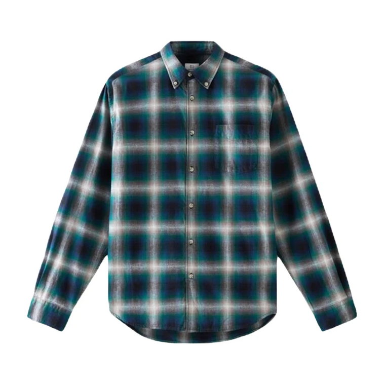 Zielona Koszula Flanelowa z Wzorem Madras Woolrich