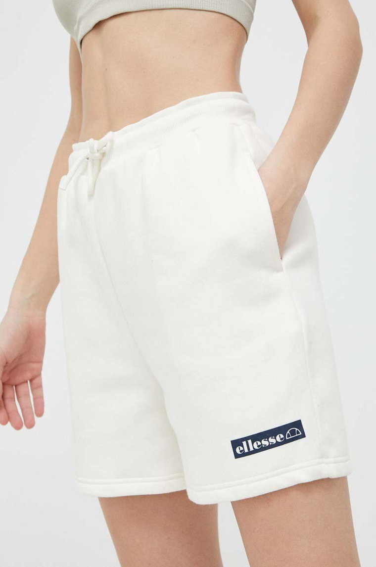 Ellesse szorty damskie kolor beżowy gładkie high waist