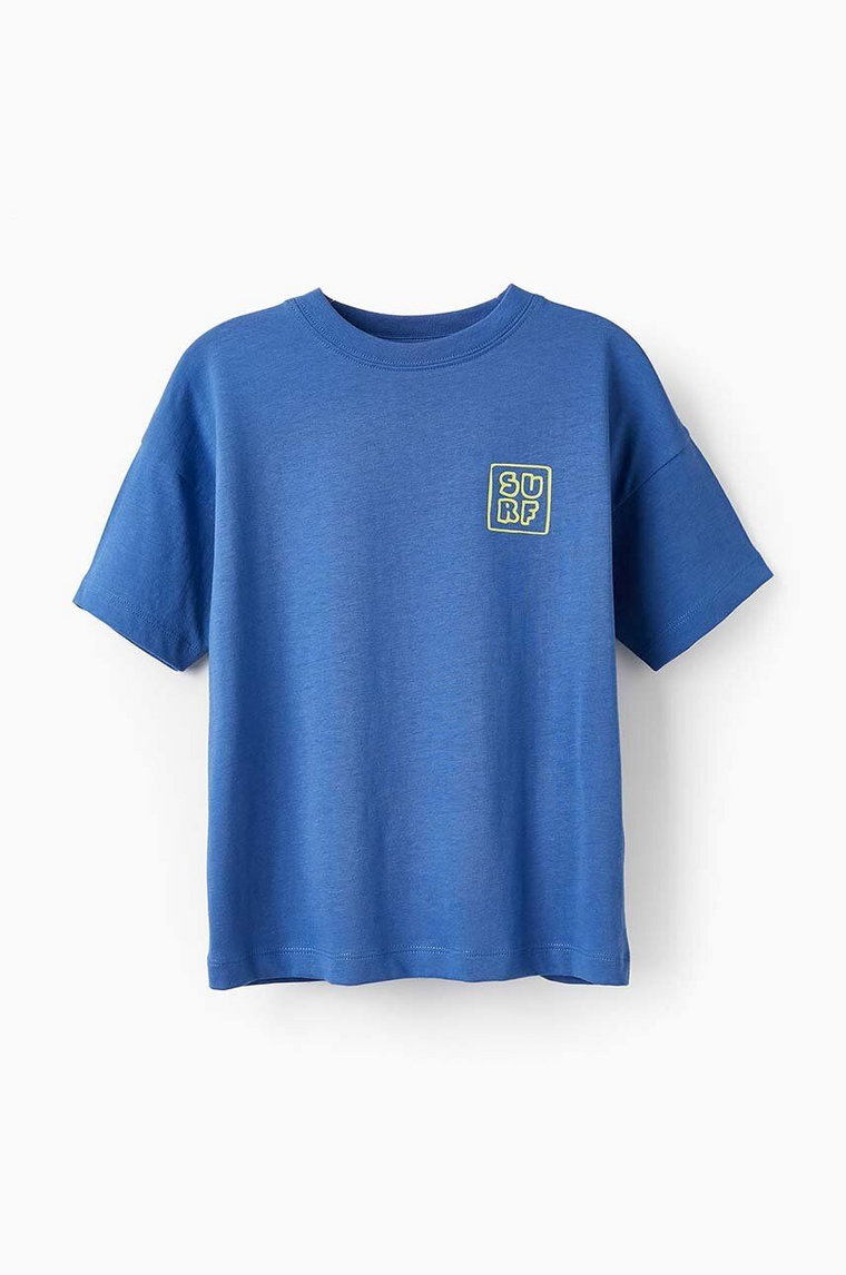 zippy t-shirt bawełniany dziecięcy kolor niebieski z nadrukiem