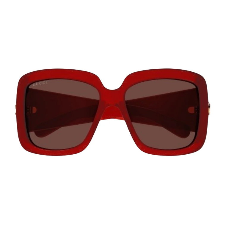 Burgundzko-brązowe okulary przeciwsłoneczne Gucci