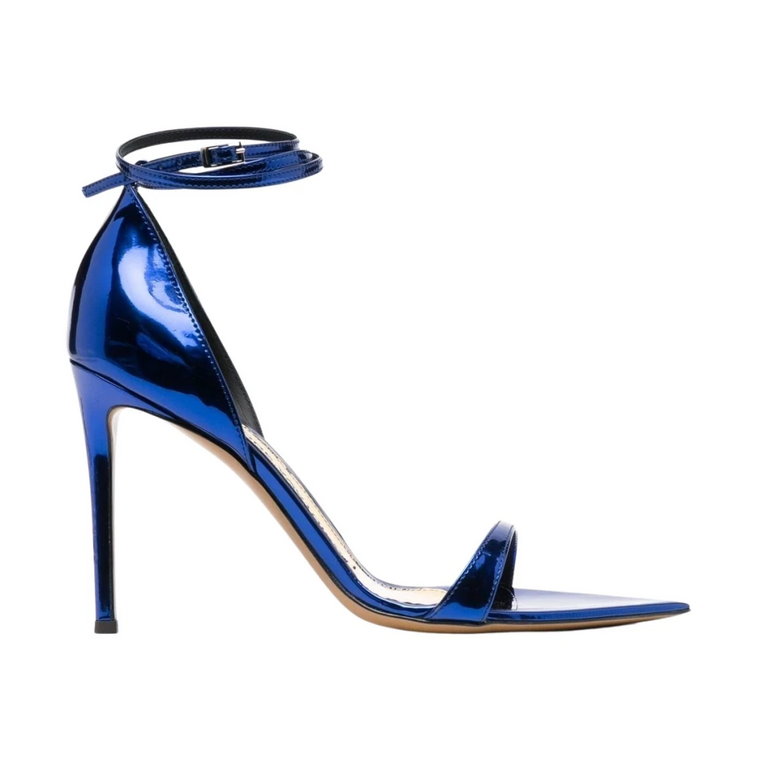 Niebieskie sandały z efektem lustrzanym i szpiczastym noskiem Alexandre Vauthier