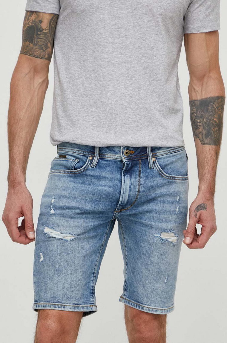 Pepe Jeans szorty jeansowe TAPER SHORT męskie kolor niebieski PM801084RH2