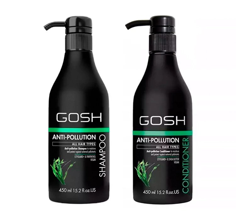 GOSH ANTI-POLLUTION ZESTAW KOSMETYKÓW DO PIELĘGNACJI WŁOSÓW SZAMPON 450ML + ODŻYWKA 450ML