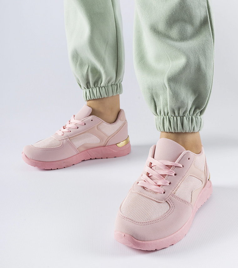 Różowe sneakersy z łączonych materiałów Gallo