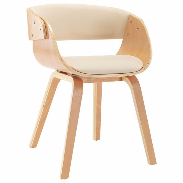 Krzesło do jadalni kremowe gięte drewno i sztuczna skóra kod: V-283112