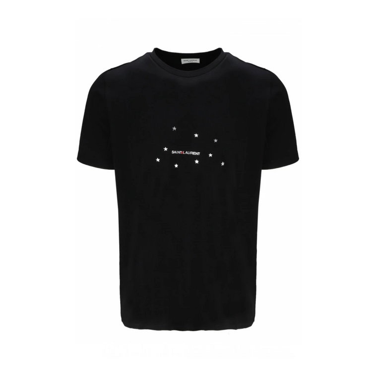 Koszulka z bawełny z logo gwiazdy - Czarna Saint Laurent
