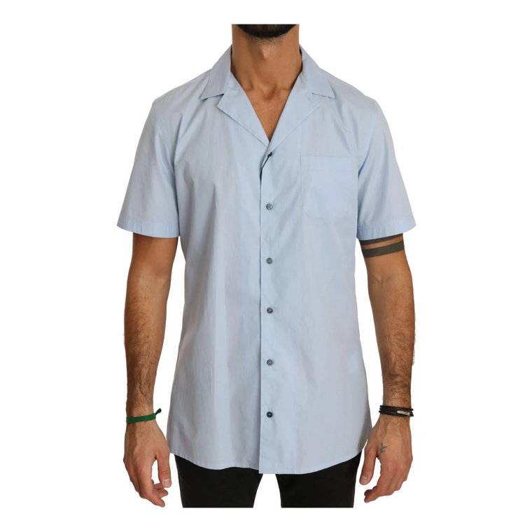 Blue Short Sleeve 100% Cotton Top Shirt Dolce & Gabbana