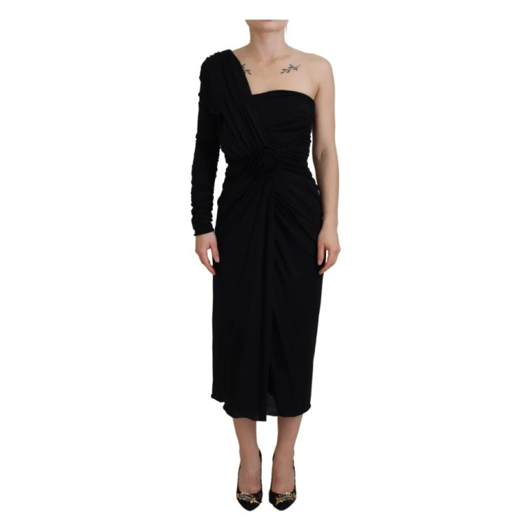 Elegant One-Shoulder Midi Dress Dolce & Gabbana