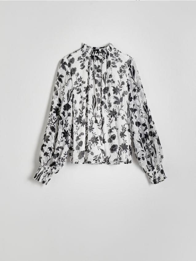 Reserved - Bluzka z szyfonowej tkaniny - wielobarwny