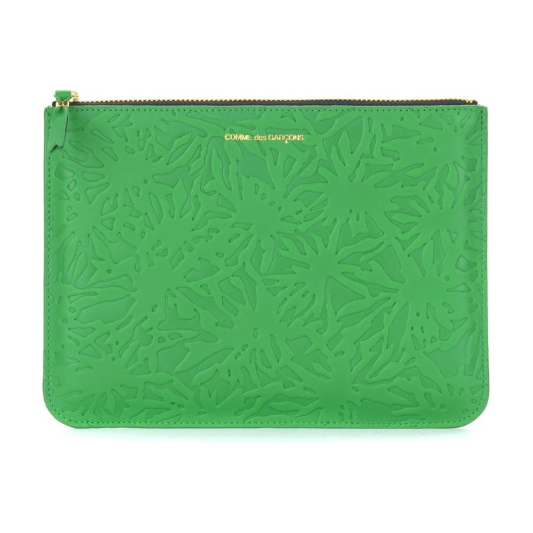 Wytłoczony portfel z lasem z zielonej skóry Comme des Garçons