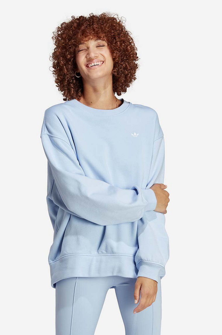 adidas Originals bluza bawełniana damska kolor niebieski gładka IC4976-NIEBIESKI