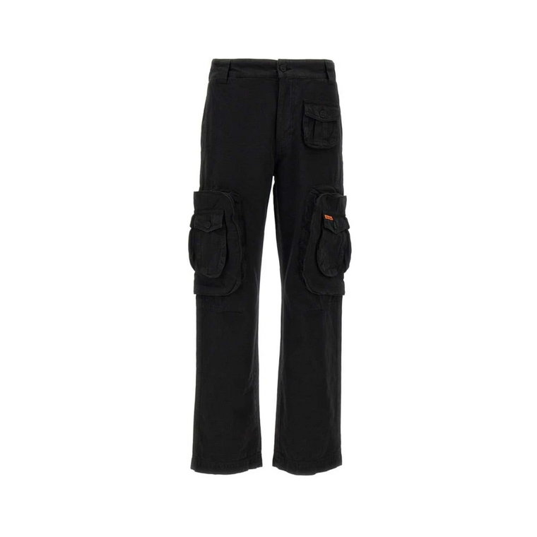 Stylowe czarne proste spodnie dla mężczyzn Heron Preston