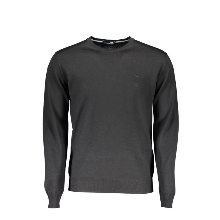 Czarny wełniany sweter z haftowanym logo Harmont & Blaine