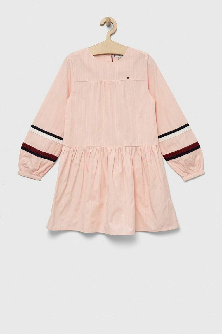 Tommy Hilfiger sukienka bawełniana dziecięca kolor różowy mini rozkloszowana