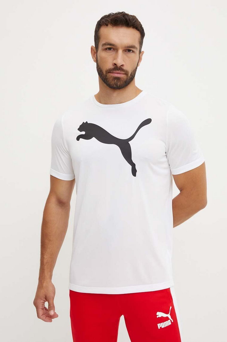 Puma t-shirt treningowy Active Big Logo kolor biały z nadrukiem